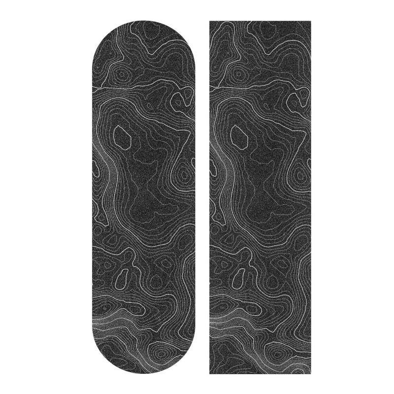 aportt Topographic Map Black Grip Tape With White Lines Contour Geographic Skateboard 33x9 Inch Non-Slip Sandpaper for Longboard Roller Board Stair Treads - Image 1